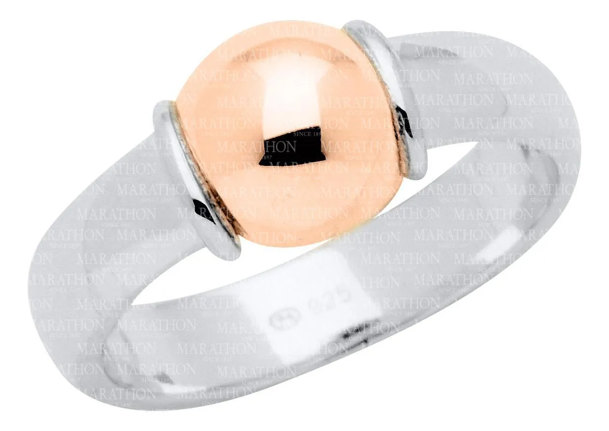 Genuine Sterling Silver Cape Cod Ring with 14k Rose Gold Bead