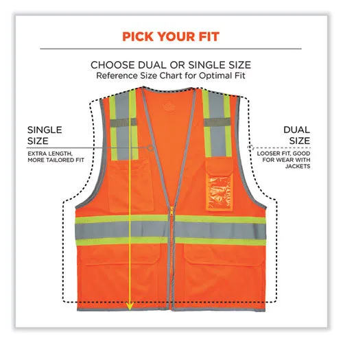 Glowear 8246z Class 2 Two-tone Mesh Reflective Binding Zipper Vest, Polyester, Large/xl, Orange, Ships In 1-3 Business Days