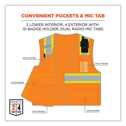 Glowear 8246z Class 2 Two-tone Mesh Reflective Binding Zipper Vest, Polyester, Large/xl, Orange, Ships In 1-3 Business Days