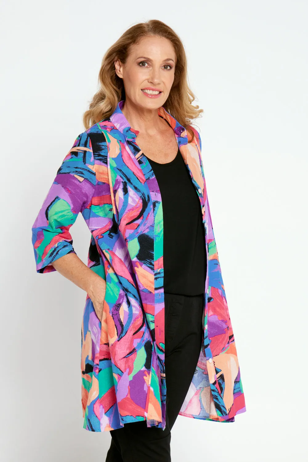 Granger Cotton Shirt - Rainbow Swirl