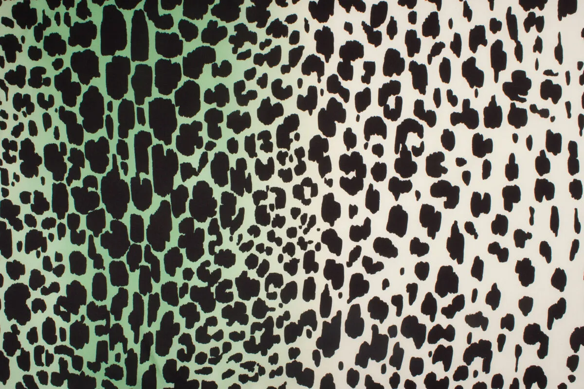 Green/White Animal Printed Silk Satin