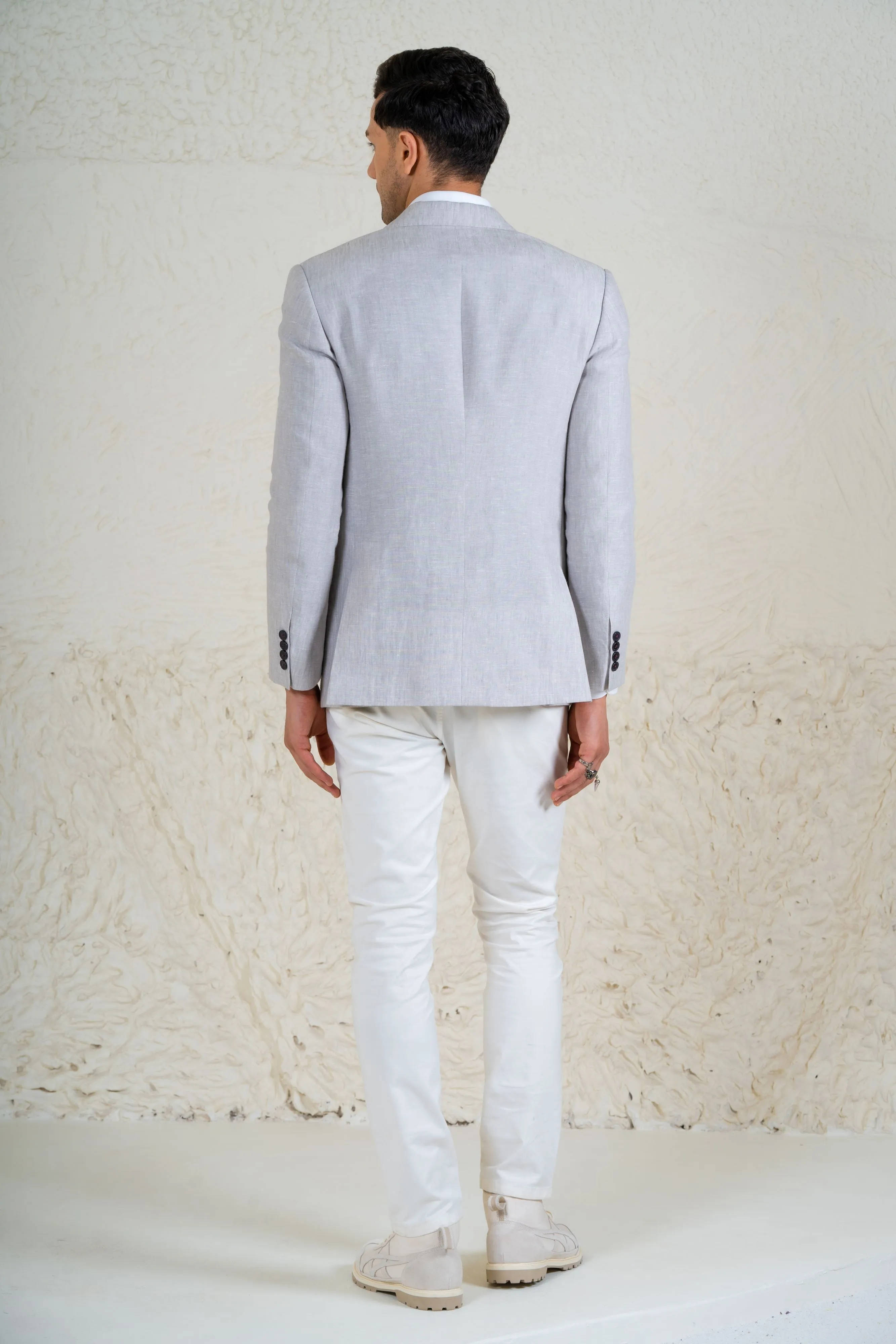 Grey Linen Safari Blazer