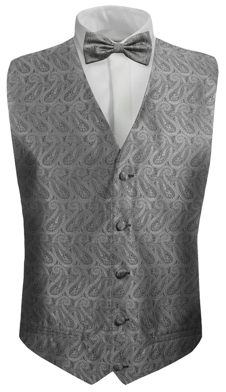 Grey Paisley Boys Tuxedo Vest Set