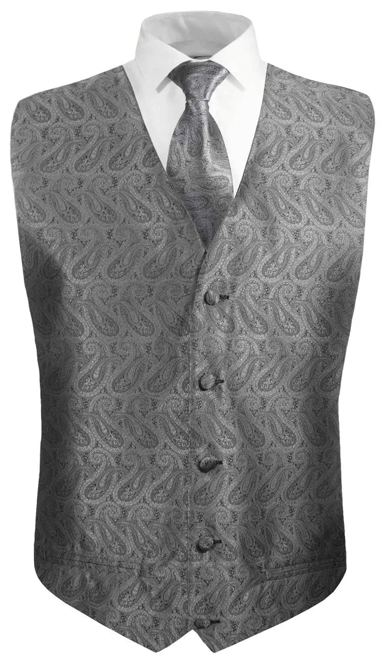 Grey Paisley Boys Tuxedo Vest Set