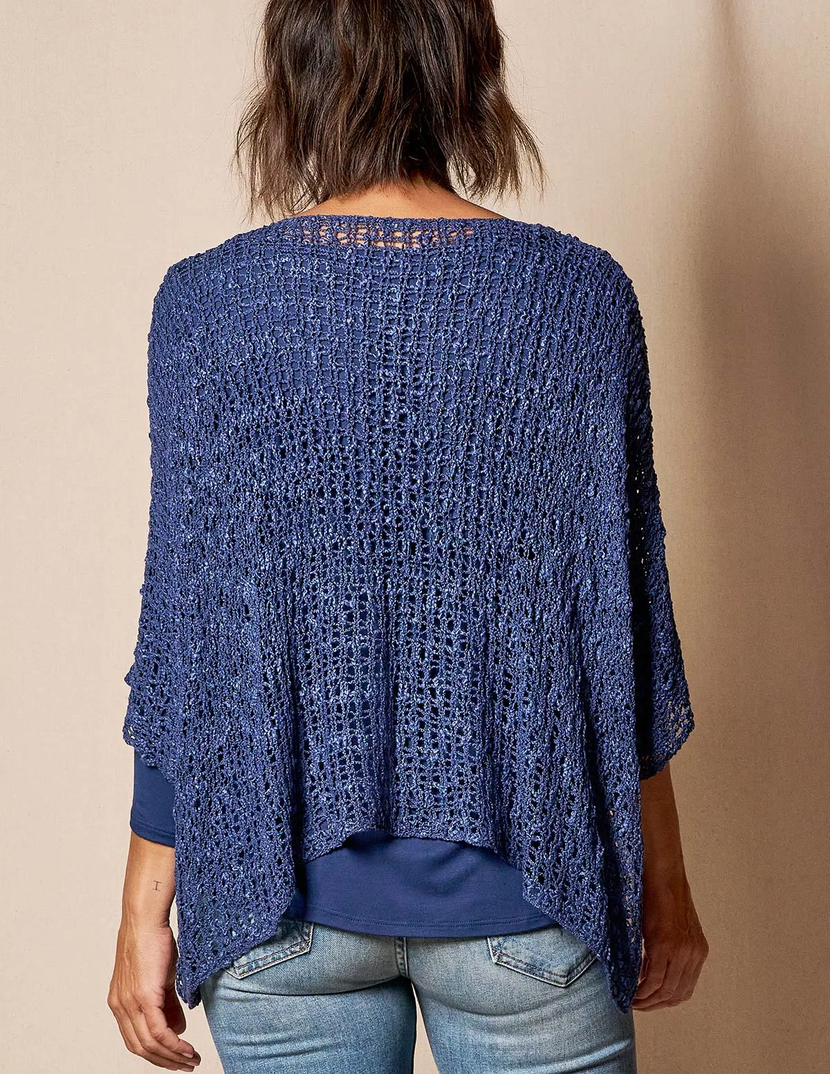 Handwoven Riva Knit Crop Poncho