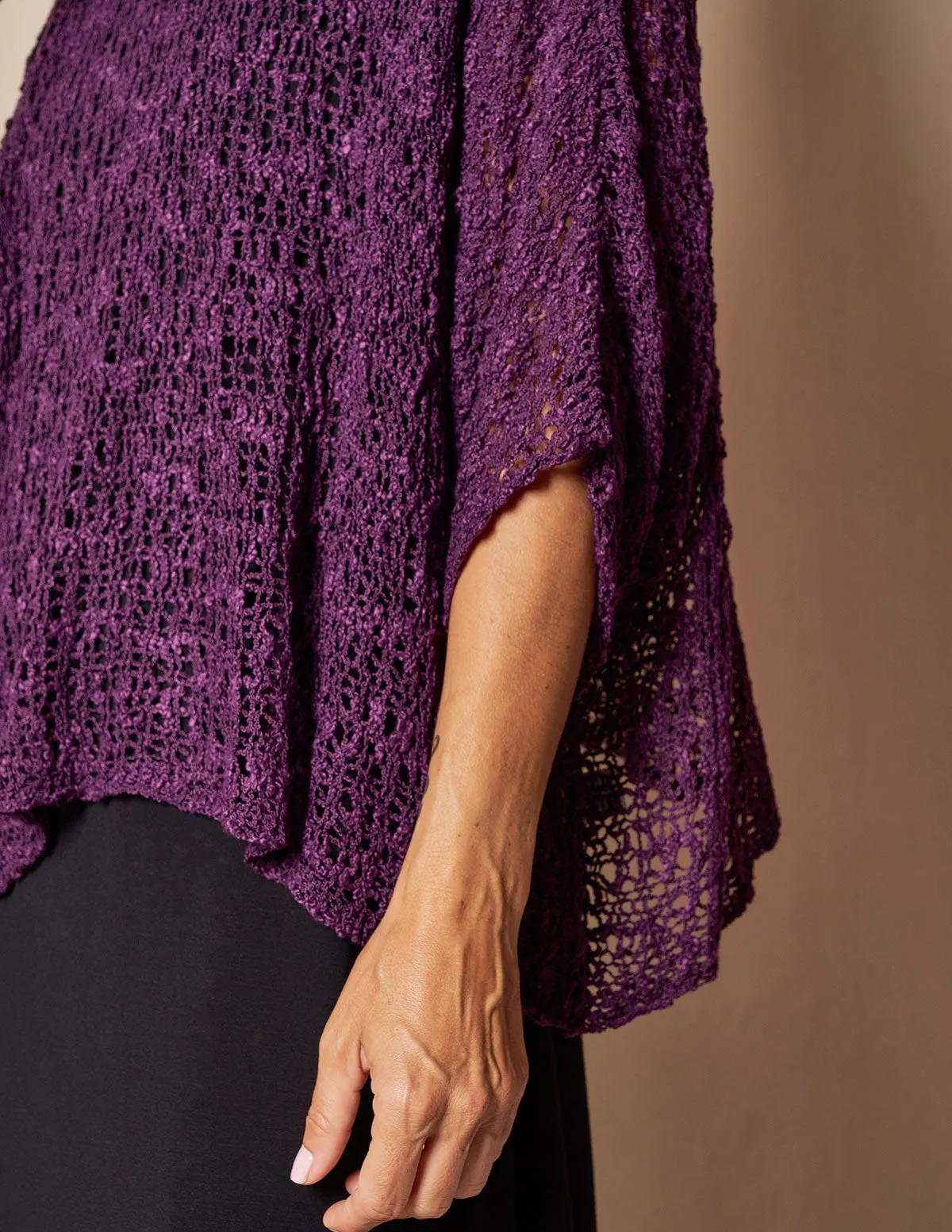 Handwoven Riva Knit Crop Poncho