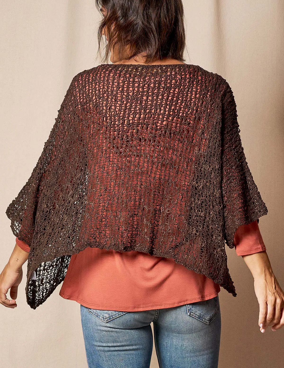 Handwoven Riva Knit Crop Poncho