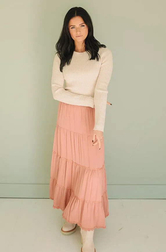 Happy Thoughts Dusty Pink Maxi Skirt