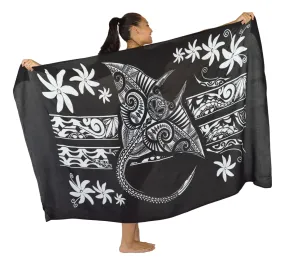 Hawaiian Manta | Tahitian | Black Beach Wrap | Pareo