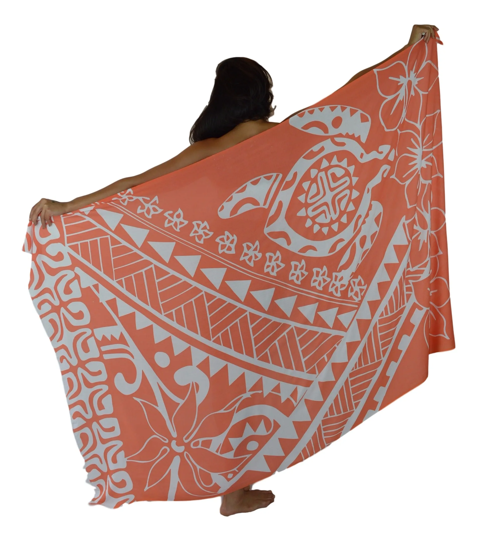 Hawaiian Tribal | Turtle Sarong | Orange Sarong | Pareo