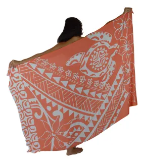 Hawaiian Tribal | Turtle Sarong | Orange Sarong | Pareo