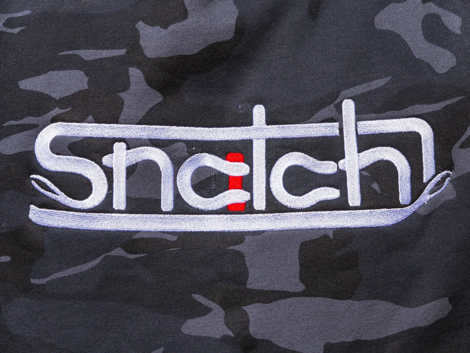 Hoodie Embroidered Snatch Logo Camo Black