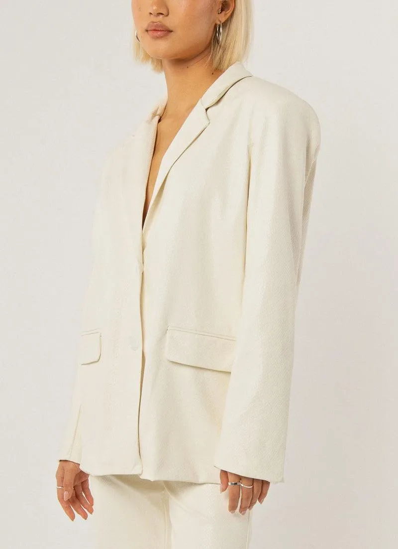 In The Mix Blazer - Ivory Snakeskin