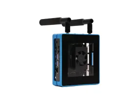 Jetson SUB Mini PC V2 - Blue with Jetson Xavier NX module, Aluminum case with cooling fan, 128GB SSD, WiFi, Antennas and pre-installed JetPack System