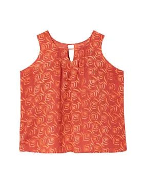 Kianna Sleeveless Keyhole Blouse | Orange / White