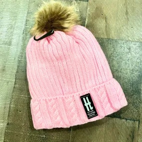 KIDS Pink Pom Beanie Hat