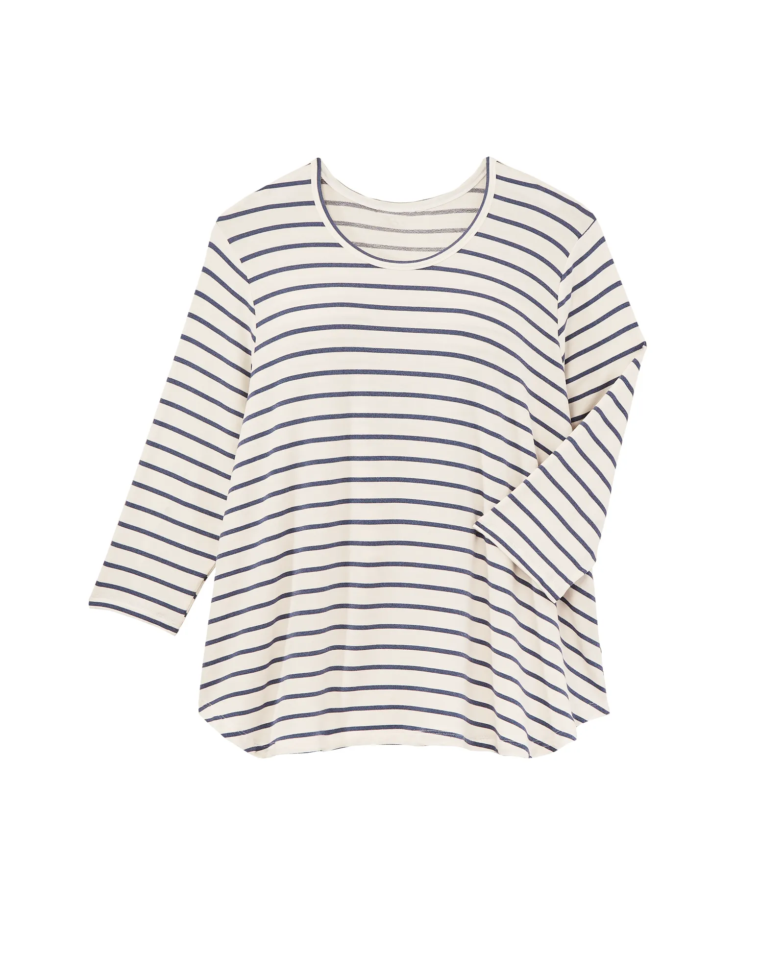 Krista Three-Quarter Sleeve Top | Ivory / Light Blue