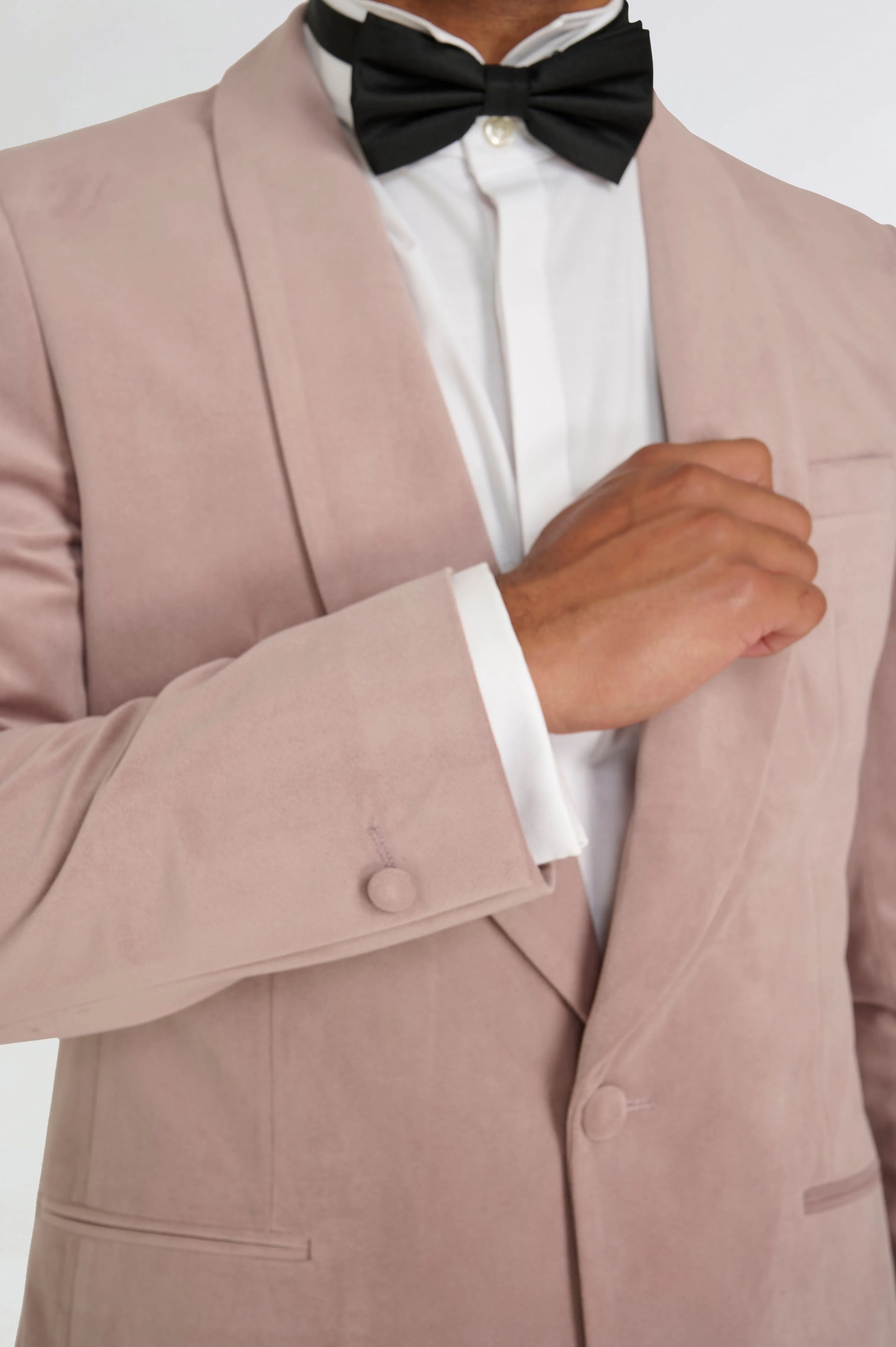 Leo Velvet Tuxedo Dinner Jacket with Shawl Lapel Detail in Blush