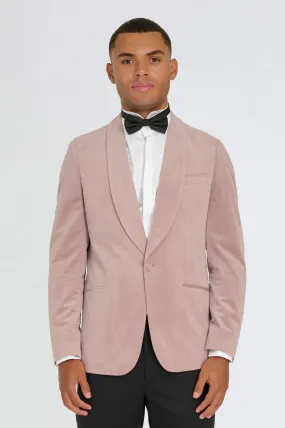 Leo Velvet Tuxedo Dinner Jacket with Shawl Lapel Detail in Blush