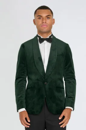 Leo Velvet Tuxedo Dinner Jacket with Shawl Lapel Detail in Emerald Green