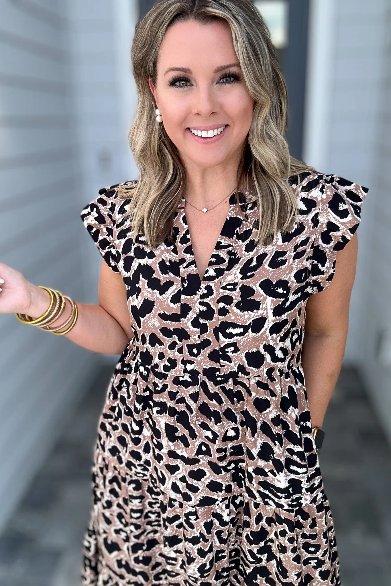 Leopard Print Tiered Layer Dress