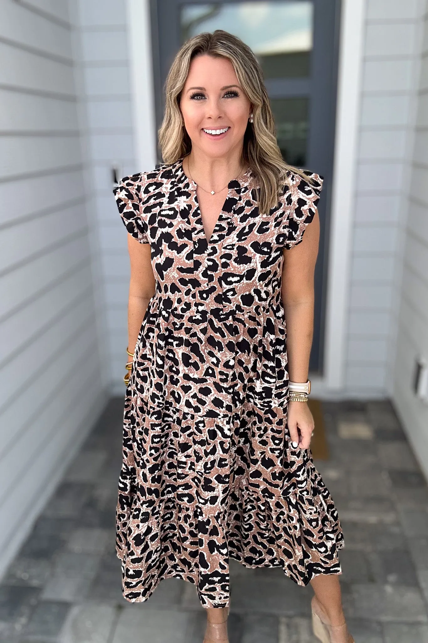 Leopard Print Tiered Layer Dress