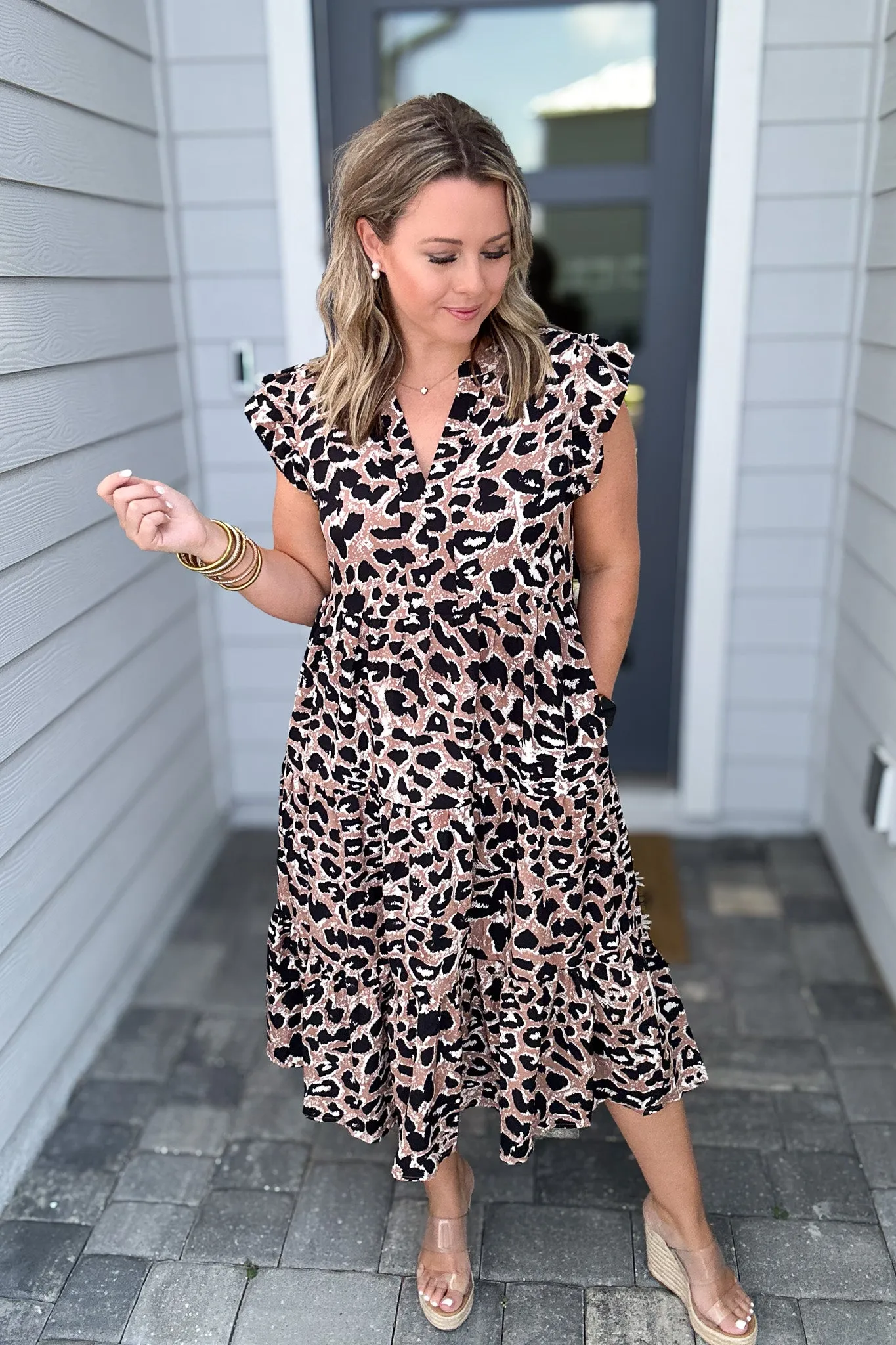 Leopard Print Tiered Layer Dress