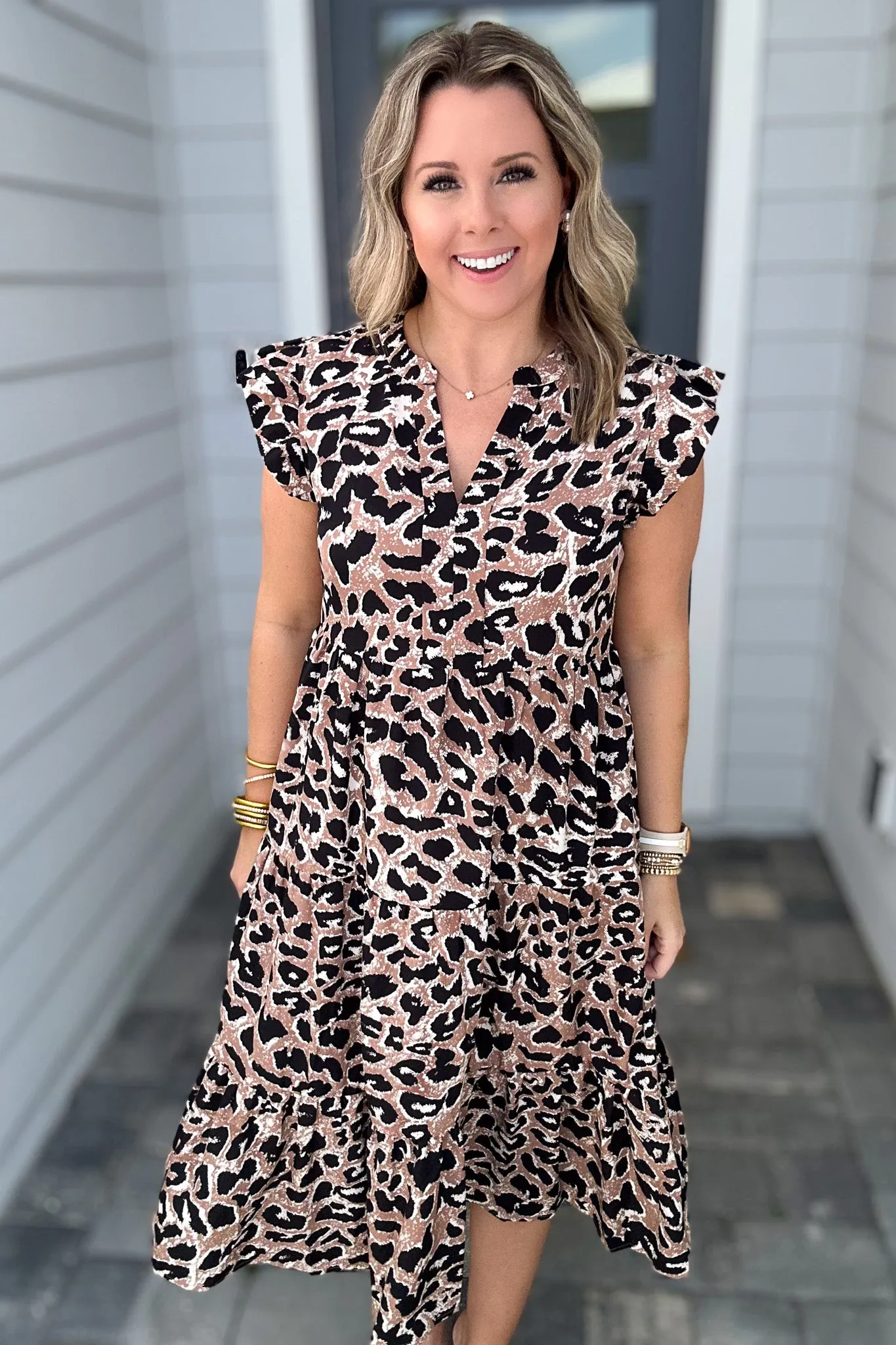 Leopard Print Tiered Layer Dress