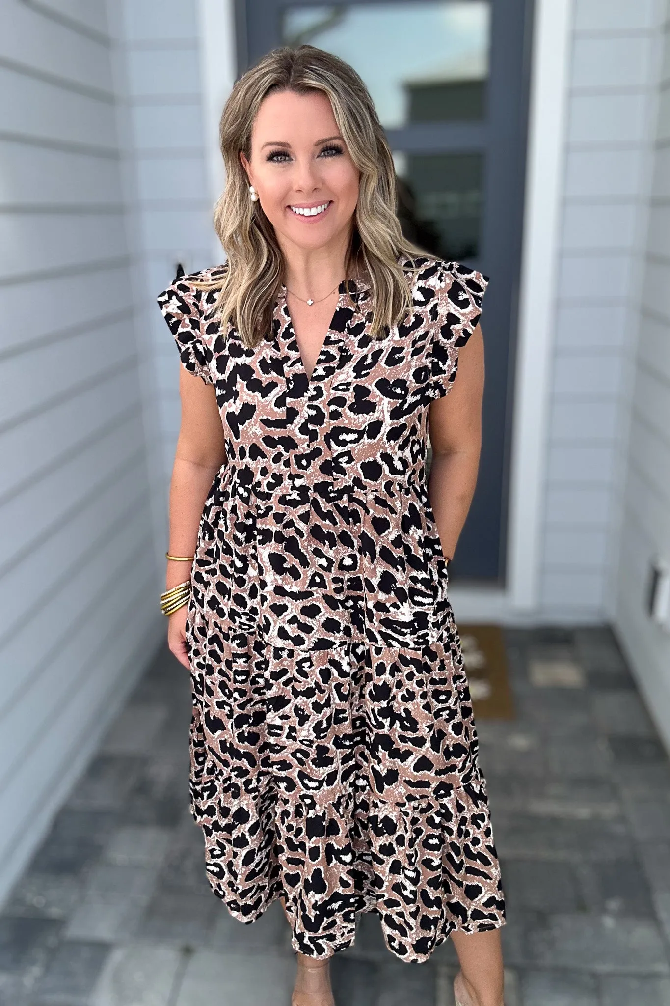 Leopard Print Tiered Layer Dress