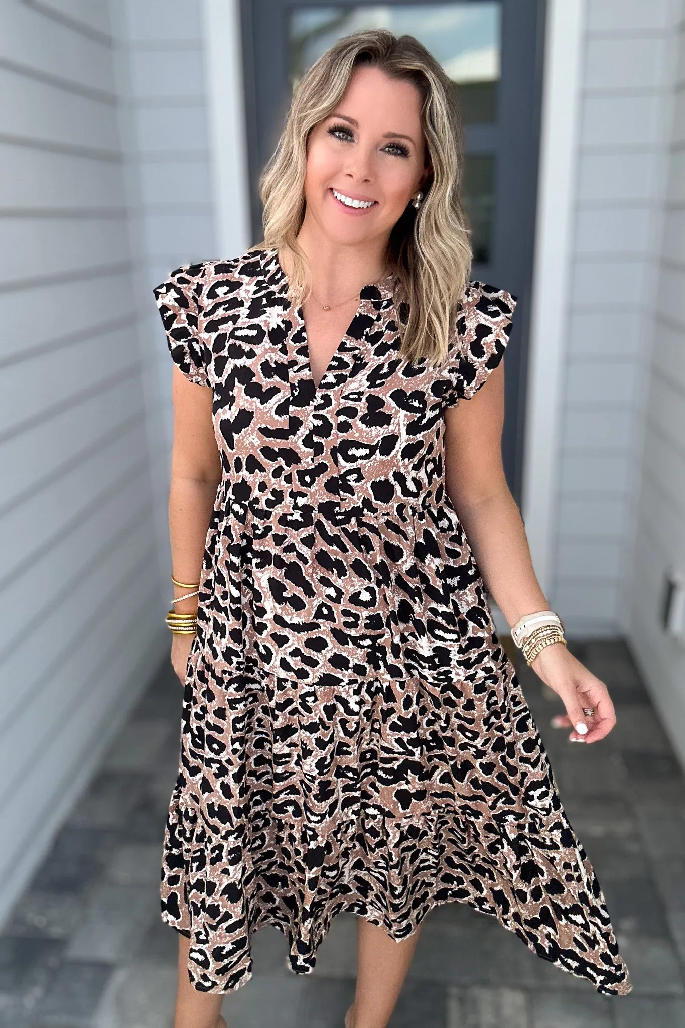 Leopard Print Tiered Layer Dress