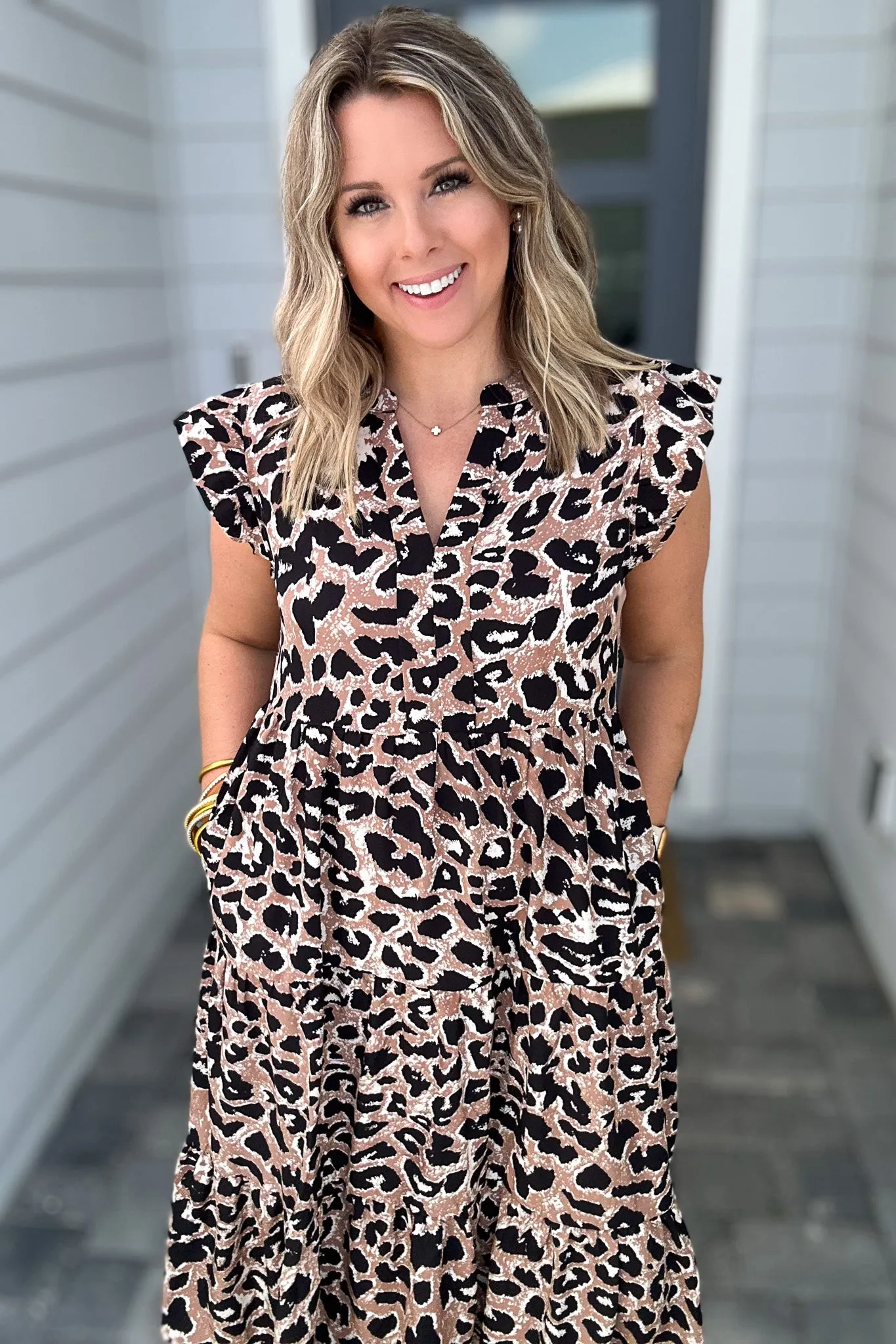 Leopard Print Tiered Layer Dress