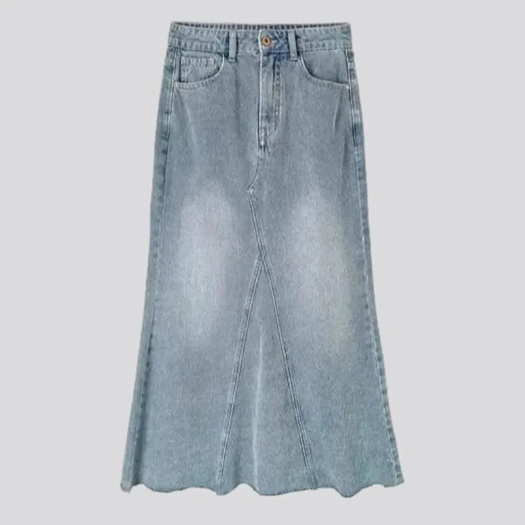 Light wash mermaid jean skirt for women