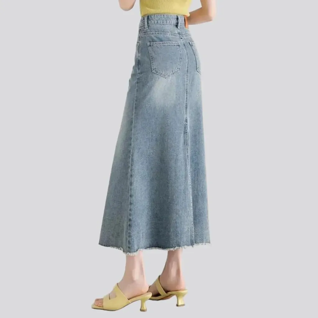 Light wash mermaid jean skirt for women