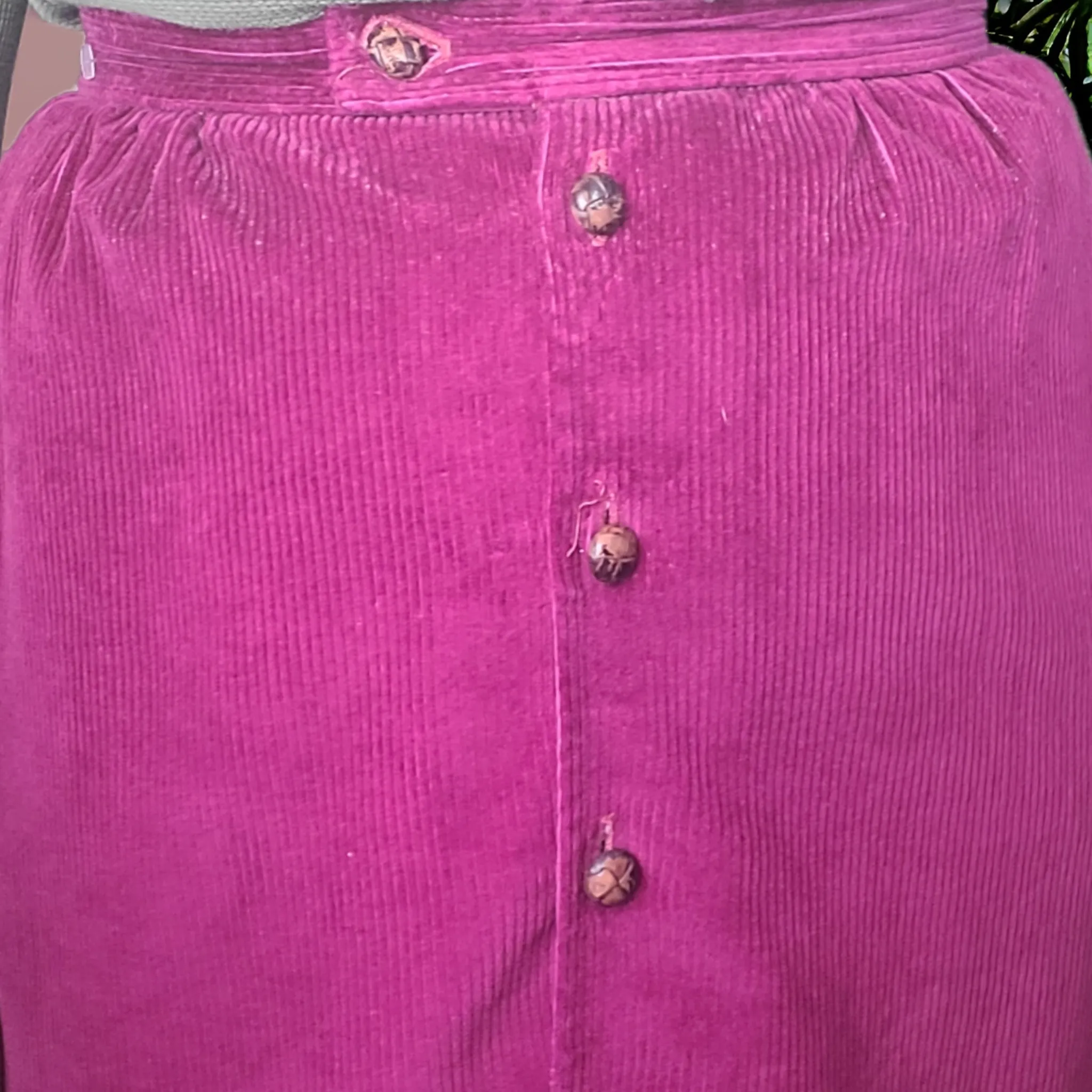 L.L. Bean Wale Courdoroy Button Up Pencil Size Skirt 14