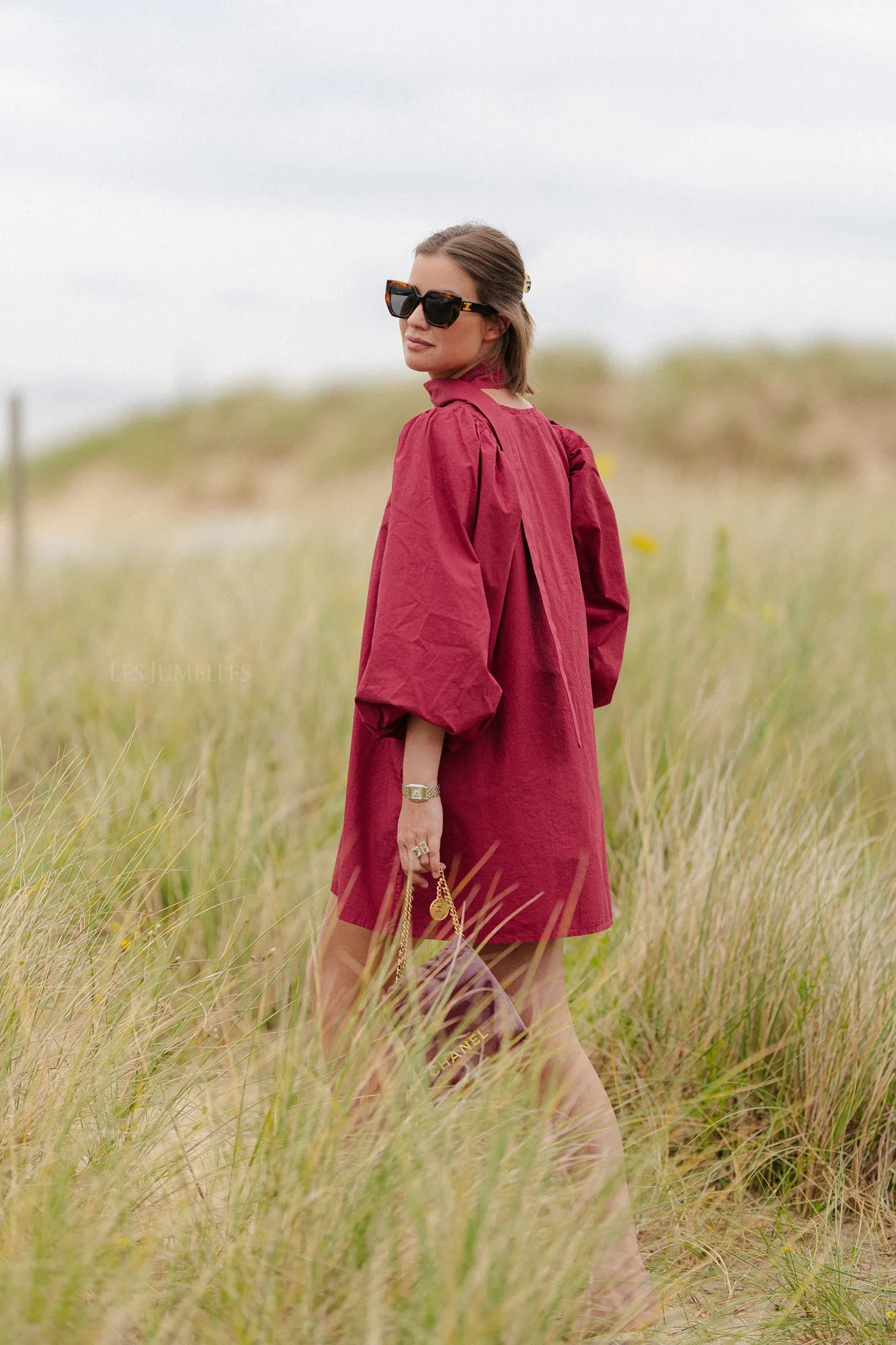 Lora short dress burgundy