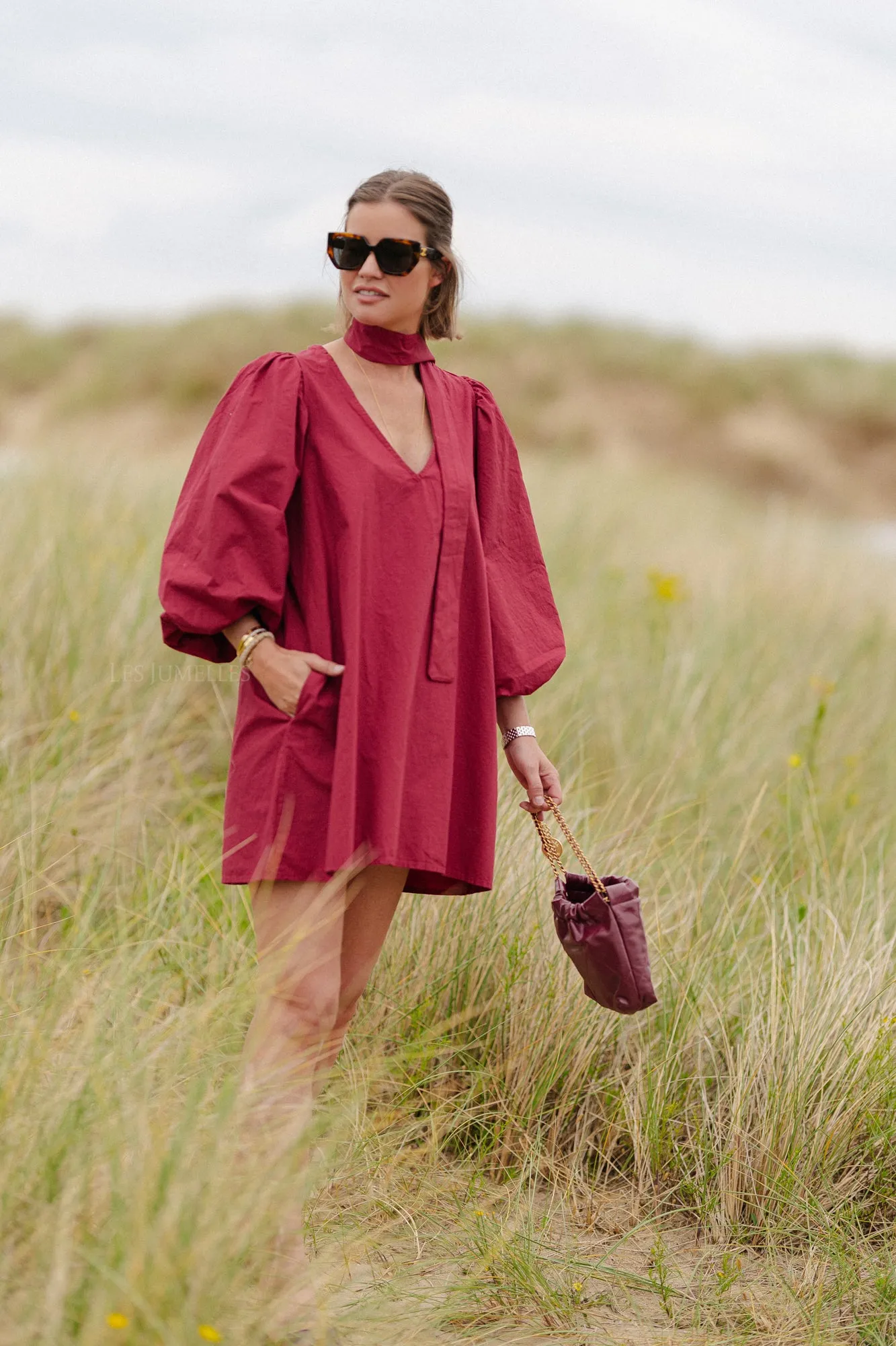 Lora short dress burgundy