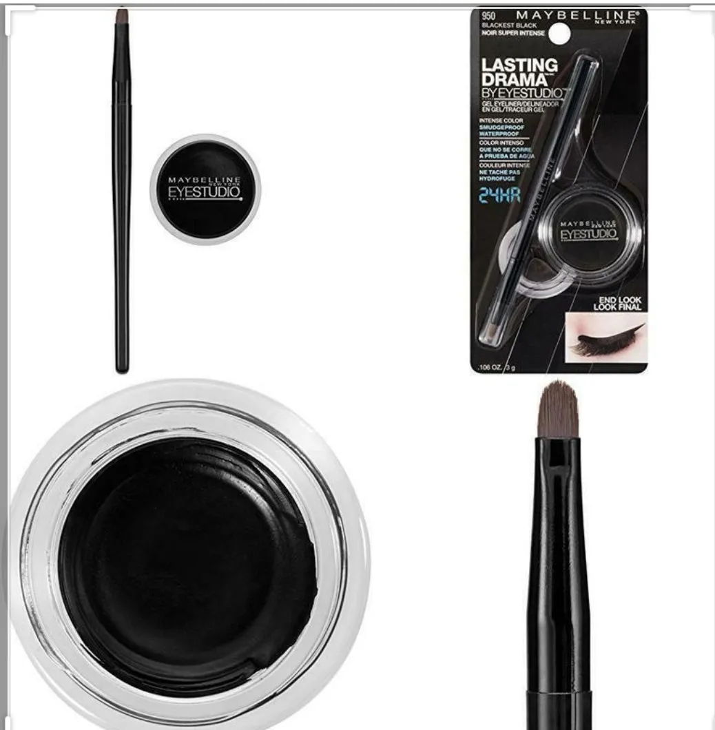 Maybelline New York Makeup Eyestudio Lasting Drama Gel Eye Liner, Blackest Black, Waterproof