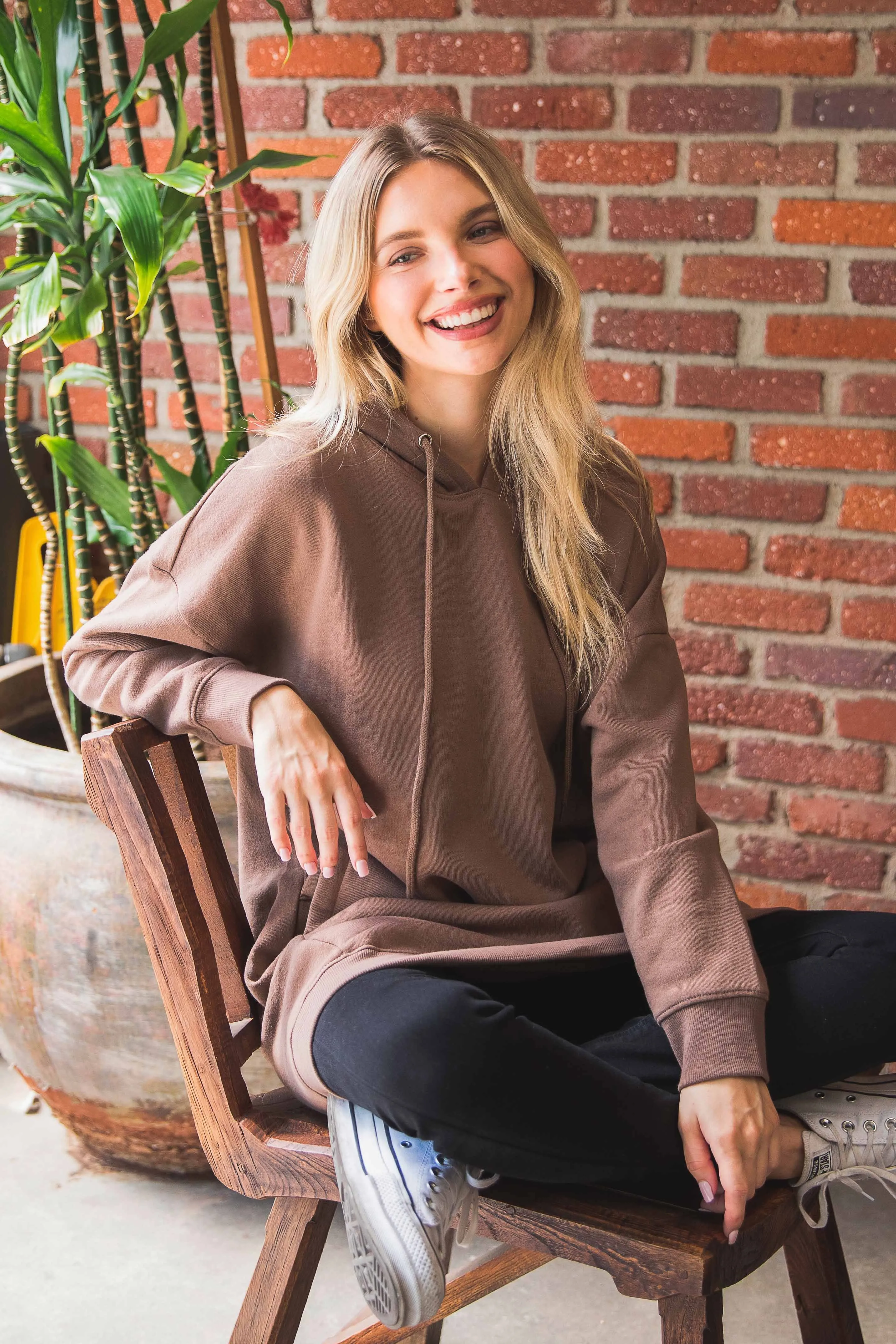 Mocha Plus Hoodie Sweatshirt Pullover Tunic Top