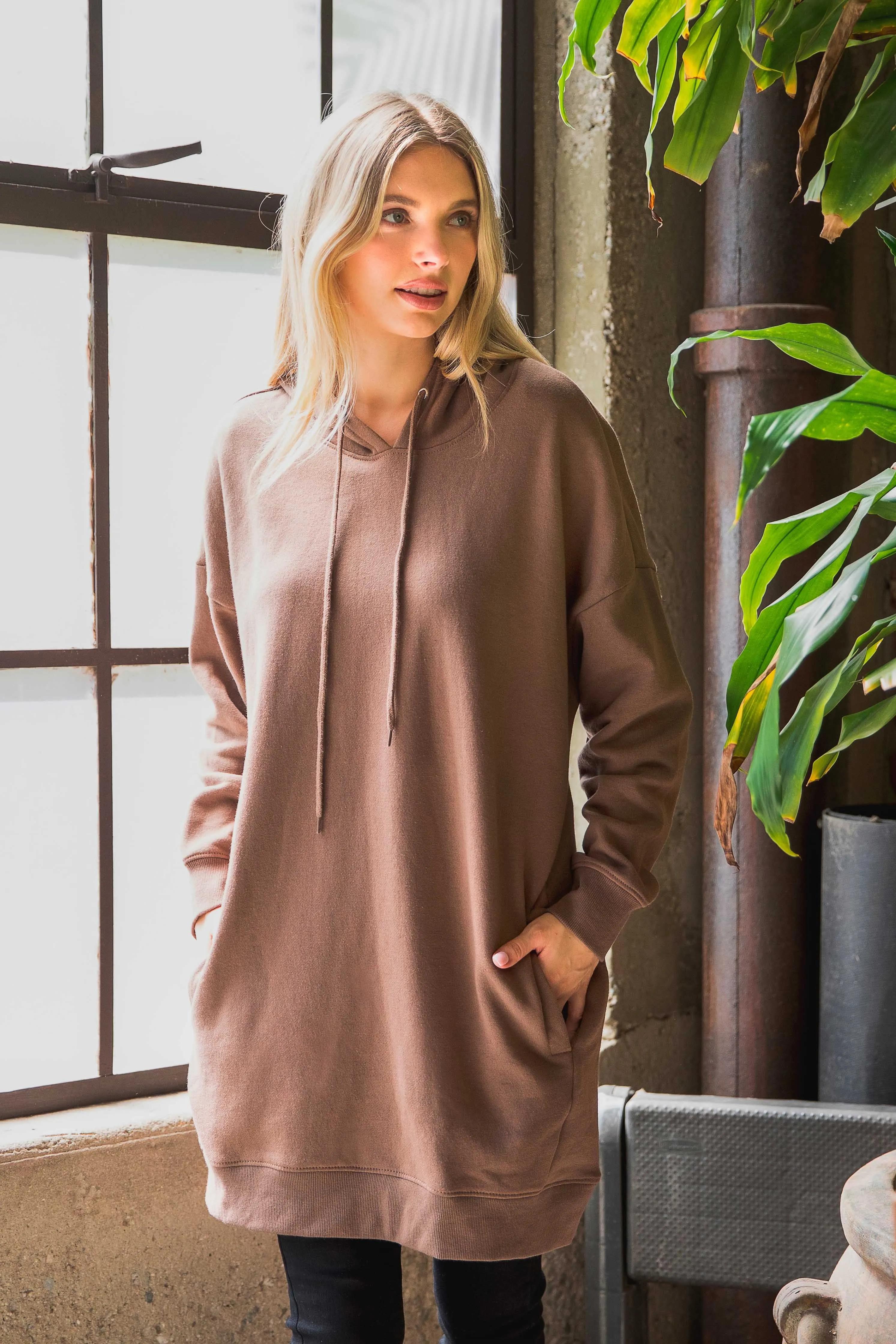 Mocha Plus Hoodie Sweatshirt Pullover Tunic Top