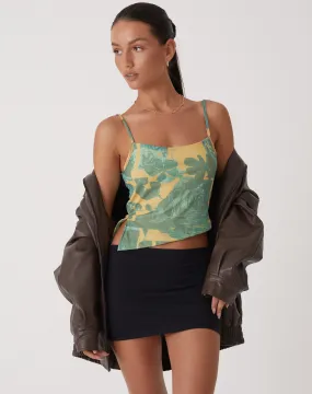 MOTEL X OLIVIA NEILL Asteria Crop Top in Collage Floral Shadow Green