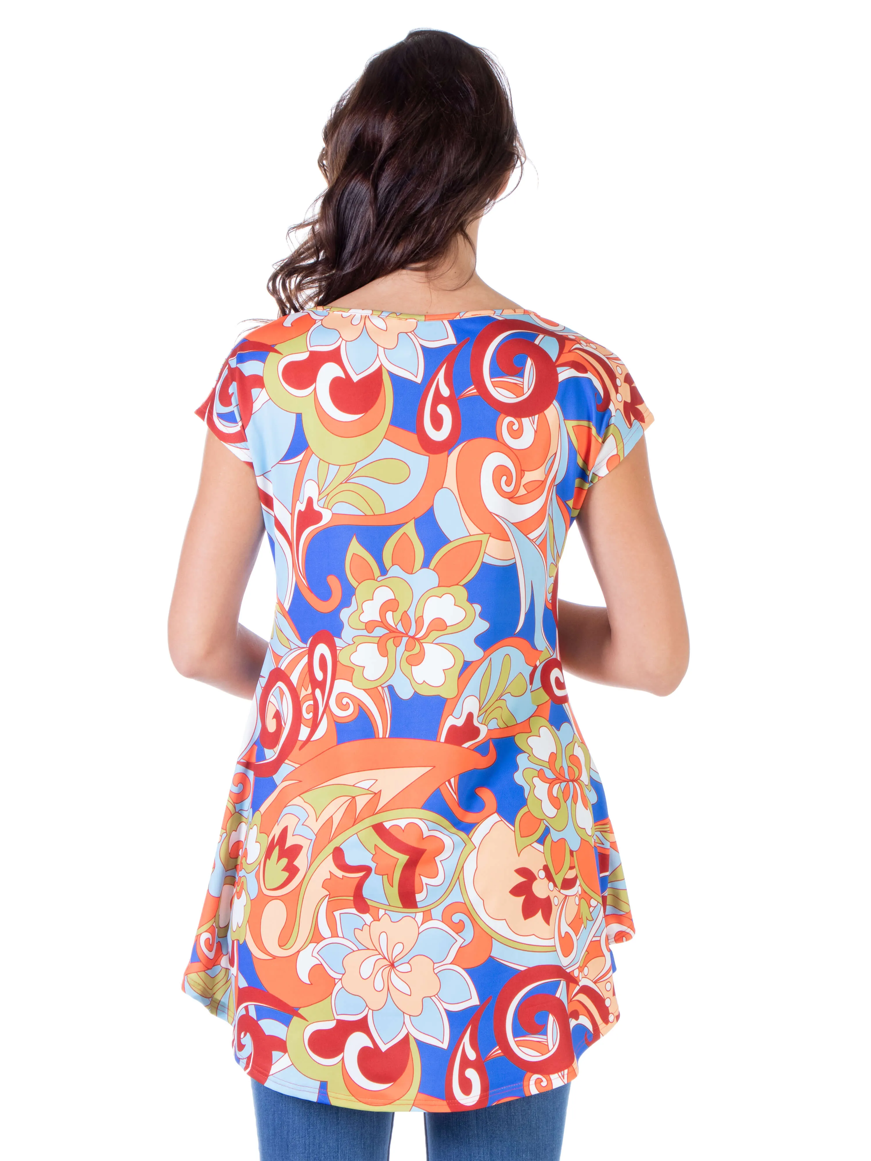 Multicolor Floral Maternity High Low Tunic Top