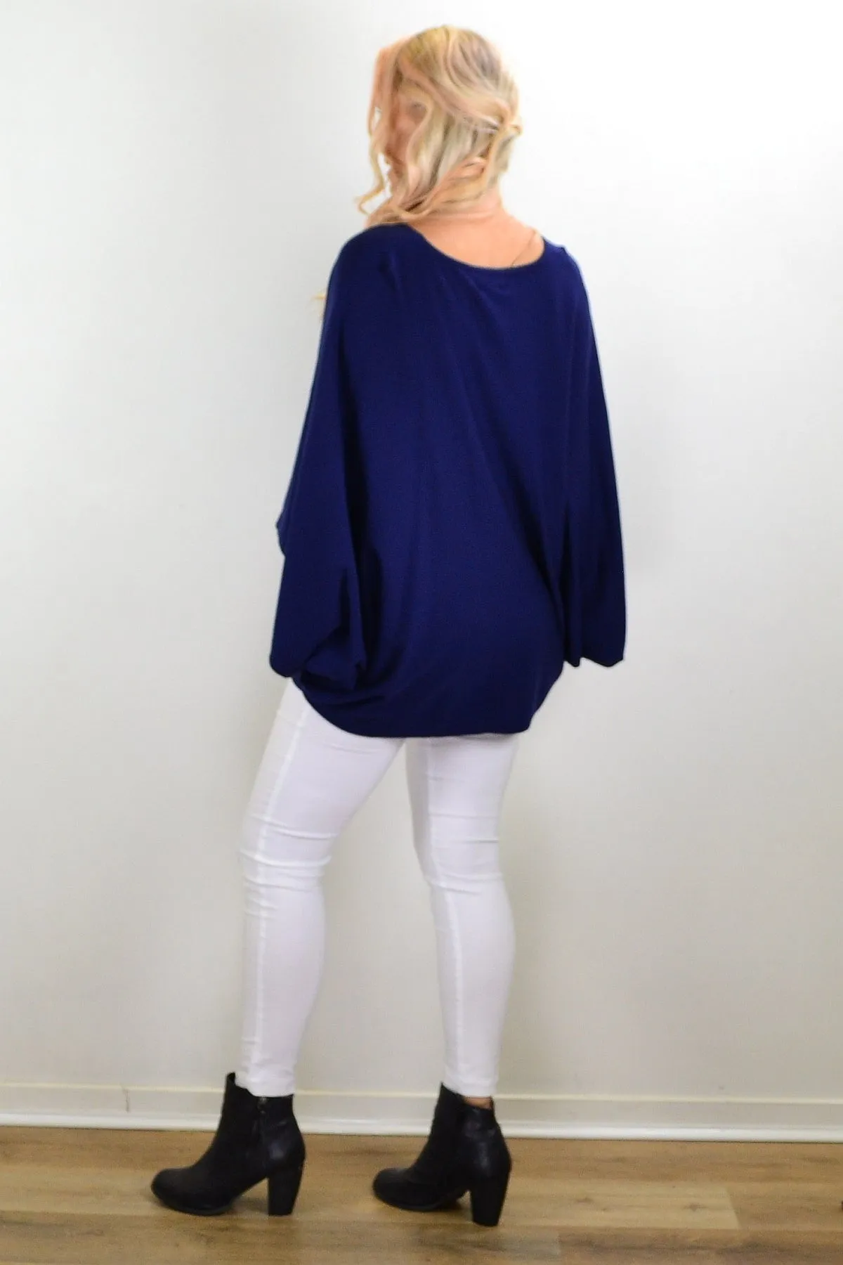 Navy Blue Rounded Tunic Poncho