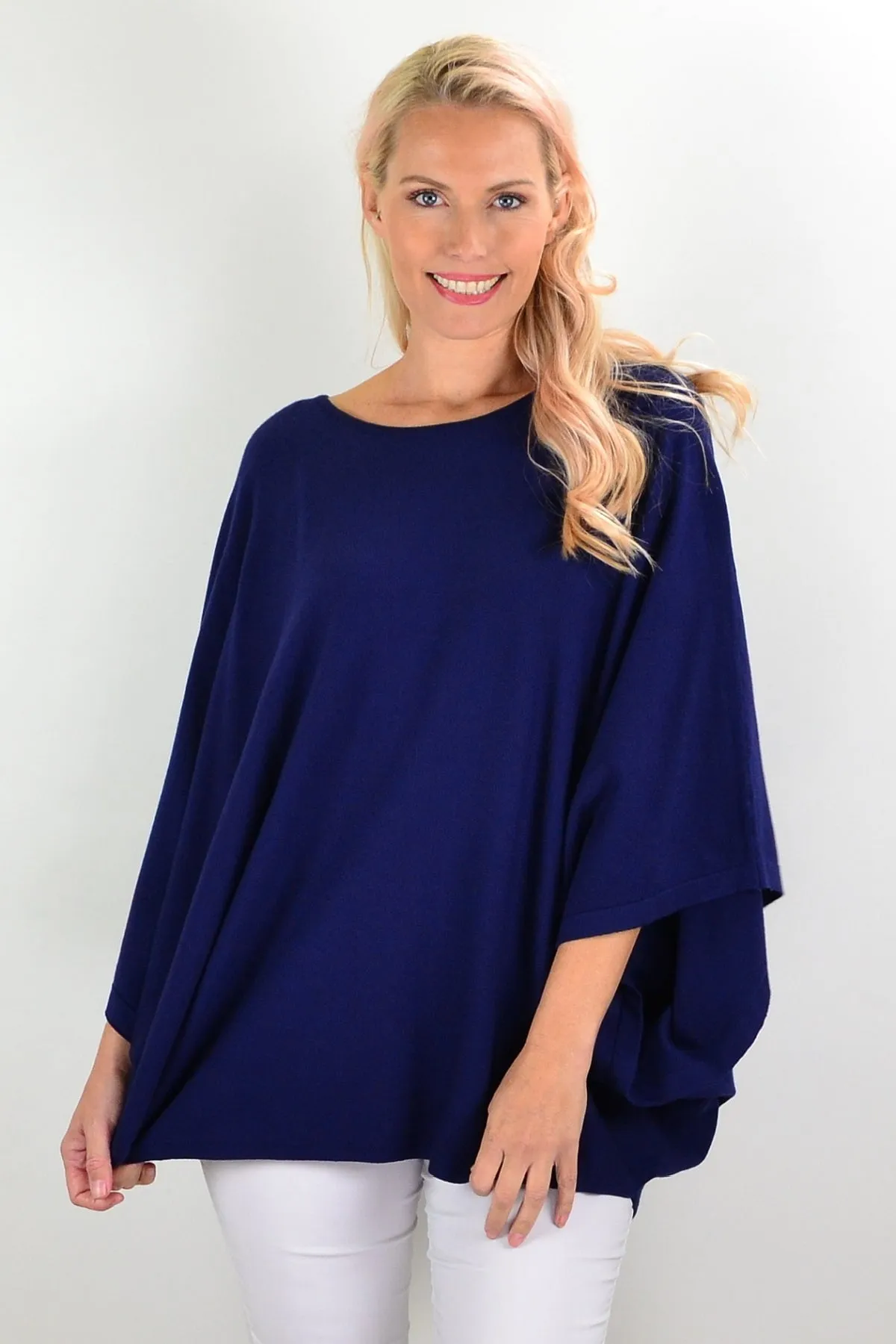 Navy Blue Rounded Tunic Poncho