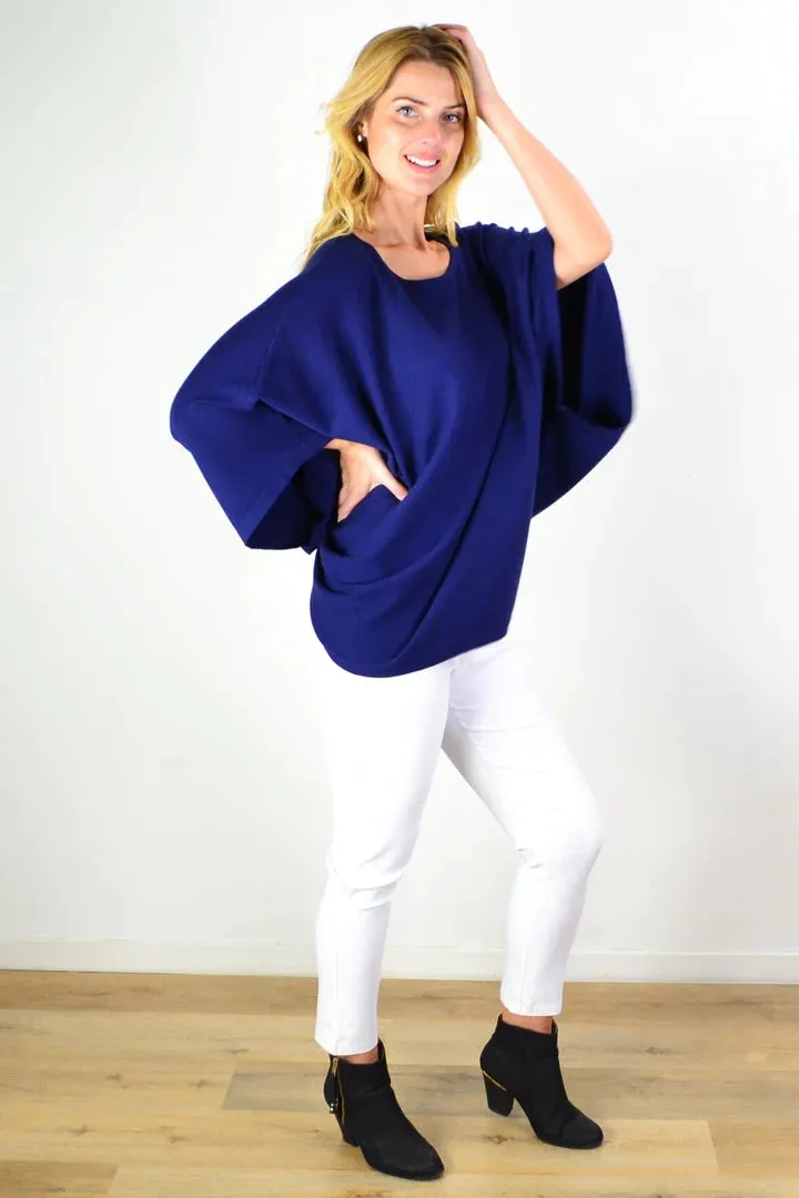 Navy Blue Rounded Tunic Poncho