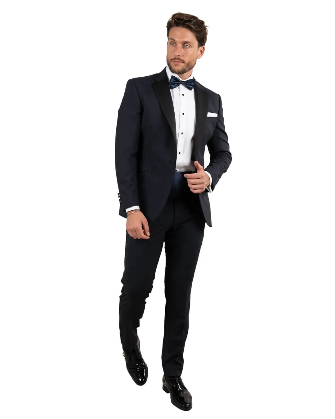 Navy Shawl Collar Tuxedo Jacket