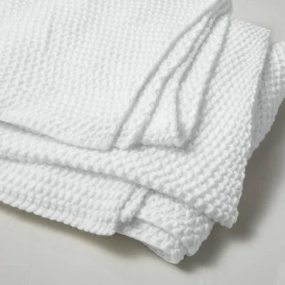 New - King Chunky Knit Bed Blanket White - Casaluna