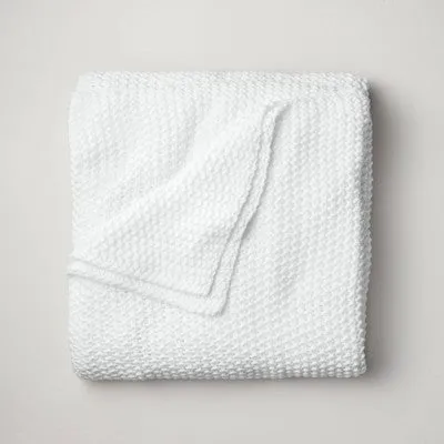 New - King Chunky Knit Bed Blanket White - Casaluna