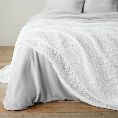 New - King Chunky Knit Bed Blanket White - Casaluna