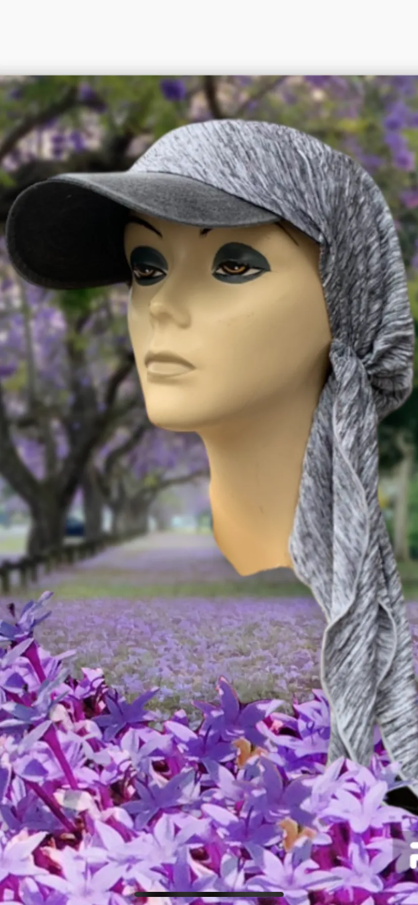 New Sun Visor Head Scarf | Modern Silver Grey Hat | Tichel Hijab Beanie With Brim | Made in USAew