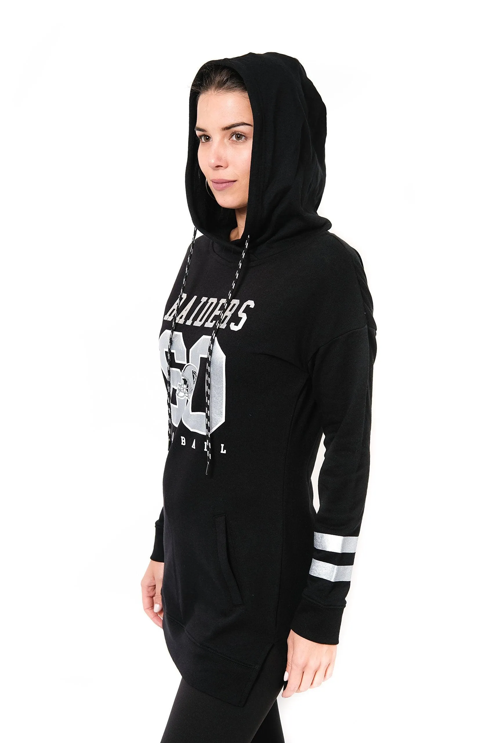 NFL Las Vegas Raiders Womens Soft French Terry Tunic Hoodie Pullover Sweatshirt|Las Vegas Raiders